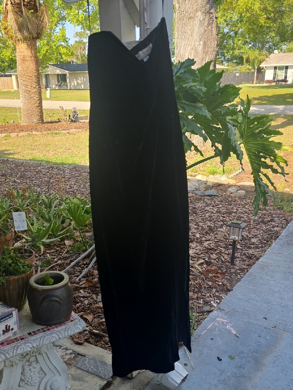 Lillie Rubin Black Velvet Strapless High Slit Evening Maxi Gown
